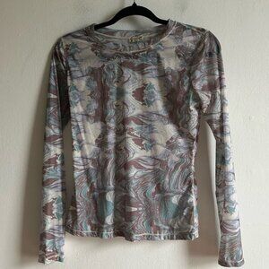 Free People Intimately Free Sz M Walk This Way Marble Sheer Top